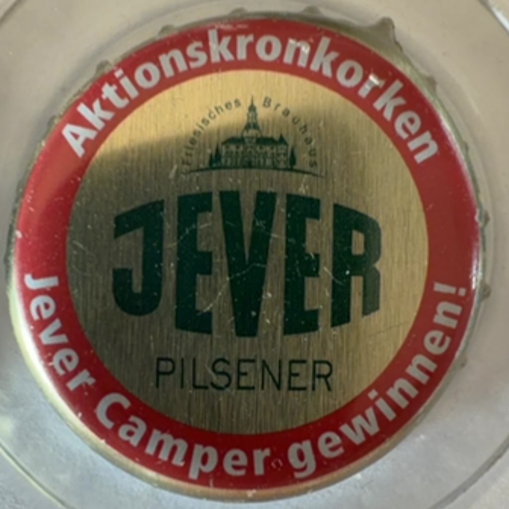 Friesisches Brauhaus Zu Jever Zwgndl. D. Bavaria-St. Pauli-Brauerei Ag Jever Pilsener Aktionskronkorken Jever Camper Gewinnen!